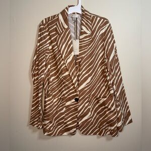 NWT! Women's Brown Zebra Blazer with Button -A New Day Size Small